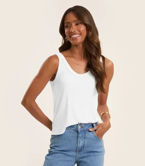 Regata em Ribana de Viscose Rovitex Branco