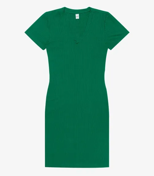 Vestido Feminino Em Ribana Canelada Rovitex Verde