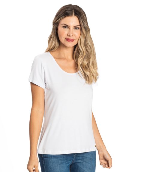 Blusa Feminina Viscotorcion Básica Rovitex Branco