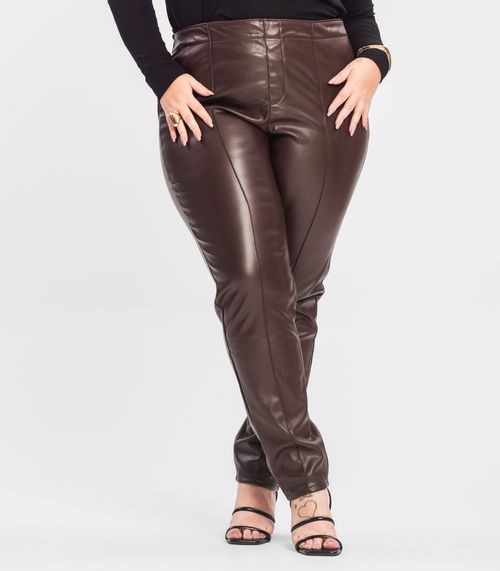 Legging Feminina Courino Plus Size Secret Glam Marrom