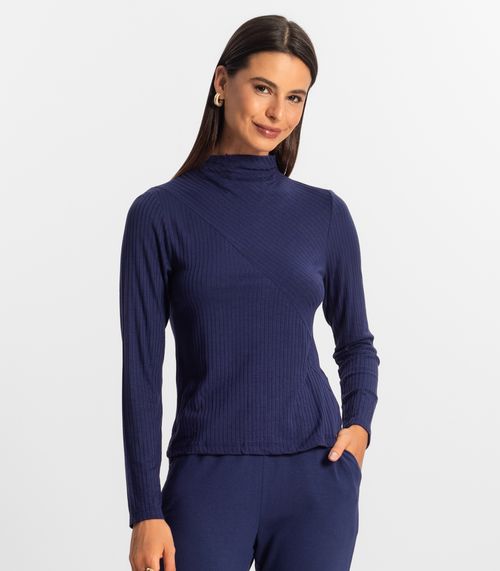 Blusa Manga Longa Feminina Rovitex Azul