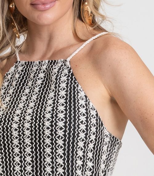 Blusa Cropped Feminino Com Torçal Cru Dianna Preto