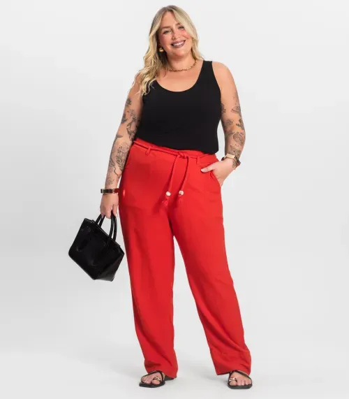 Calça Feminina Plus Size Secret Glam Laranja