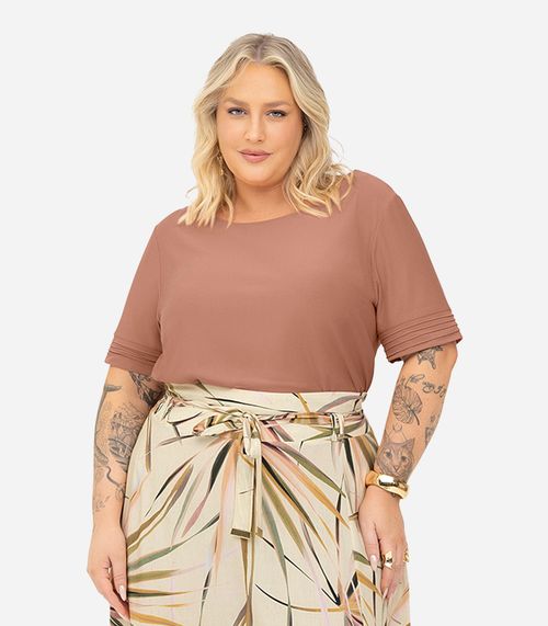 Blusa Feminina Manga Curta Secret Glam Marrom