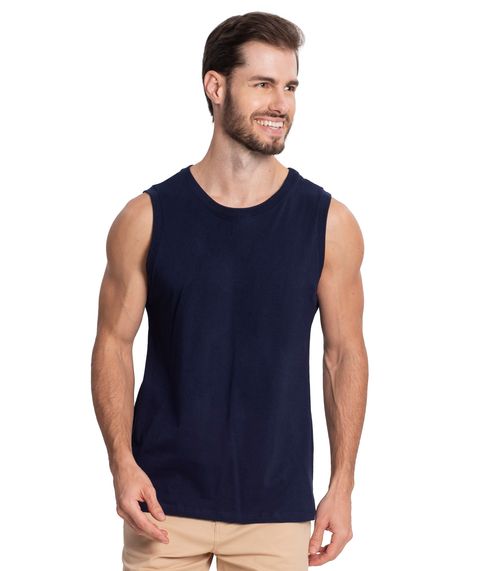 Regata Masculina Básica Meia Malha Diametro Azul