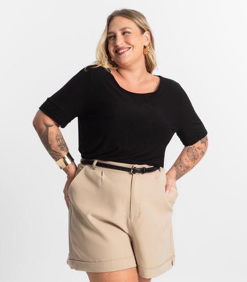 Blusa Feminina Manga Curta Secret Glam Preto