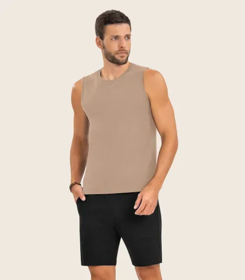 Regata Masculina Básica Meia Malha Diametro Marrom