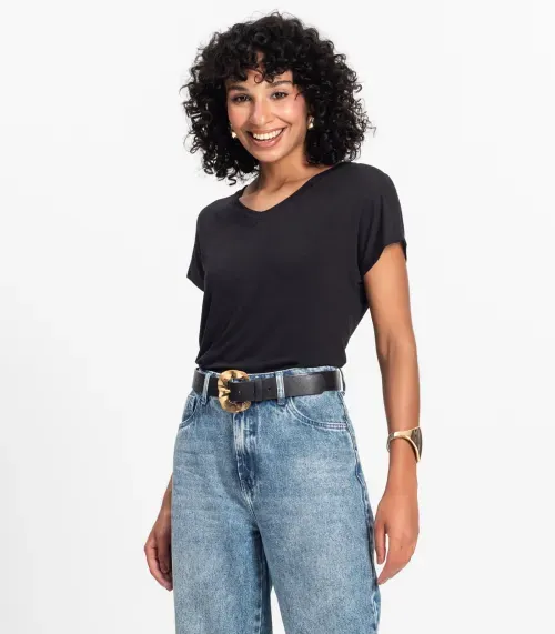 Blusa Feminina Viscotorcion Rovitex Preto