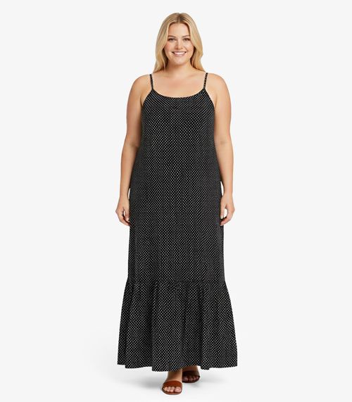 Vestido Longo Feminino Estampado Select Preto