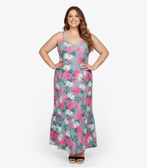 Vestido Longo Feminino Estampado Select Verde