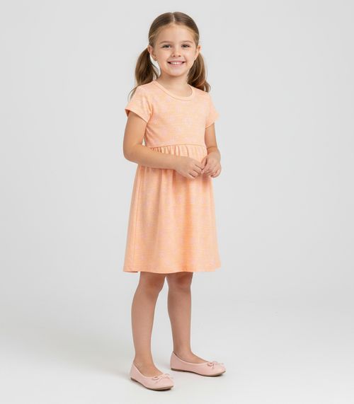 Vestido Infantil Manga Curta Estampado Biju Kids Rosa