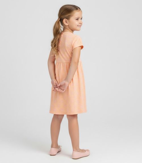 Vestido Infantil Manga Curta Estampado Biju Kids Rosa