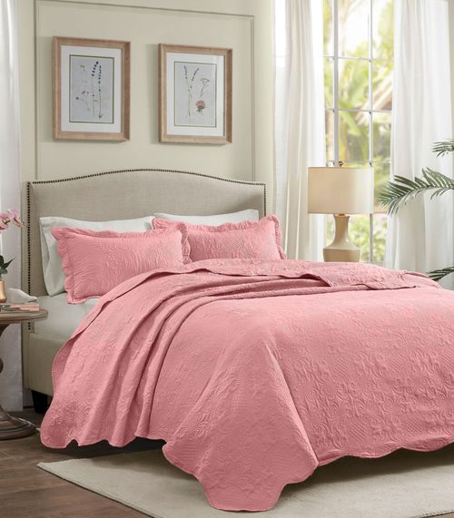 Jogo De Colcha Milao Solteiro Corttex Rosa