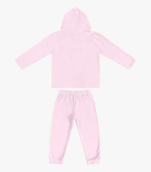 Conjunto Infantil  Blusão com Capuz e Calça Select Rosa