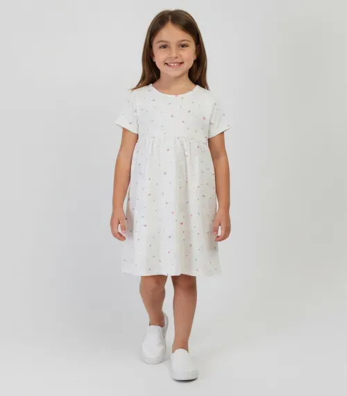 Vestido Infantil em Malha Dots Select Bege