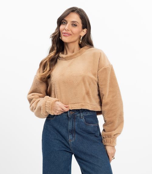 Blusão Feminino Manga Longa Infinita Cor Marrom