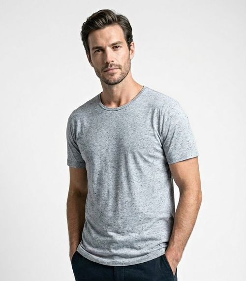 Camiseta Masculina em Meia Malha Botonê Select Cinza