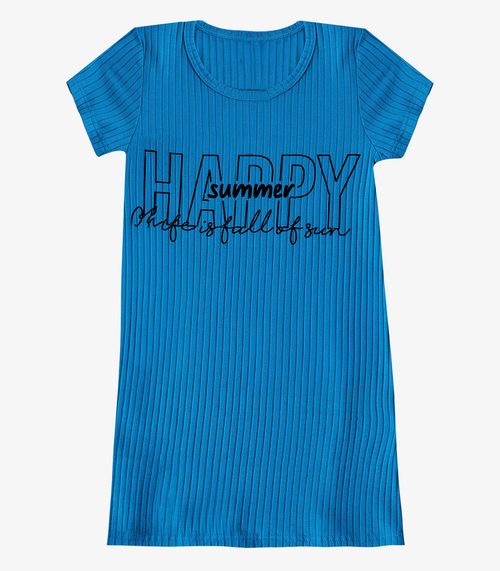 Vestido Infantil Em Ribana Canelada Select Azul