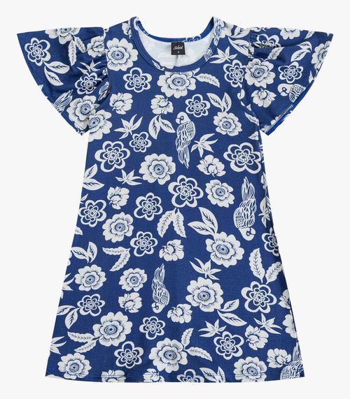 Vestido Infantil Menina Estampado Select Azul