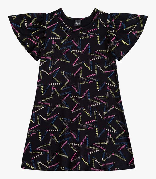 Vestido Infantil Menina Estampado Select Preto