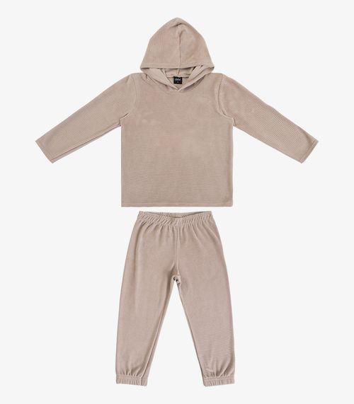 Conjunto Infantil  Blusão com Capuz e Calça Select Marrom