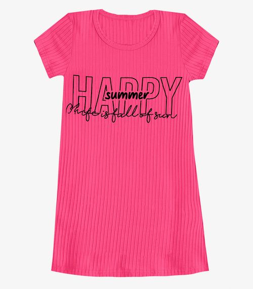 Vestido Infantil Em Ribana Canelada Select Rosa