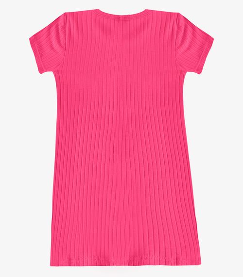 Vestido Infantil Em Ribana Canelada Select Rosa