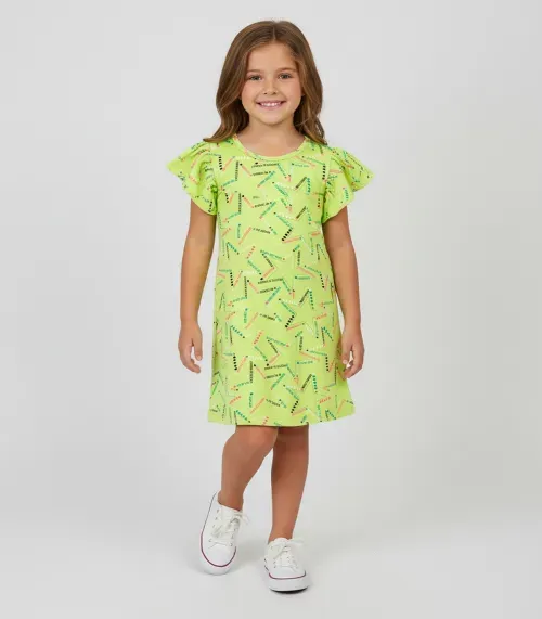 Vestido Infantil Menina Estampado Select Verde