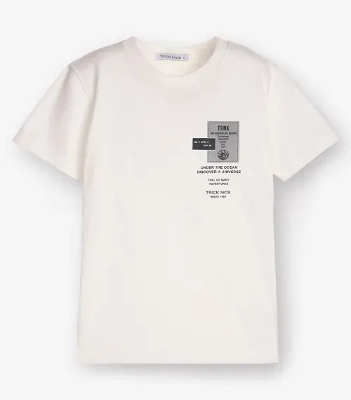 Camiseta Menino em Meia Malha Trick Nick Bege