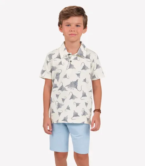 Conjunto Polo Com Bermuda Menino Tick Nick Bege