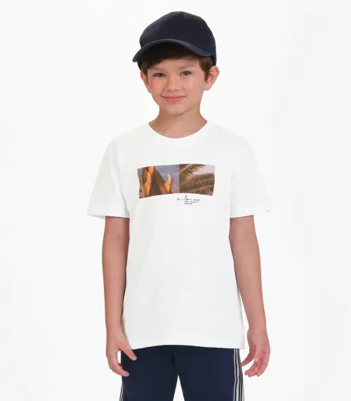 Camiseta Menino em Meia Malha Trick Nick Branco