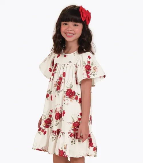 Vestido Infantil Trick Nick Bege