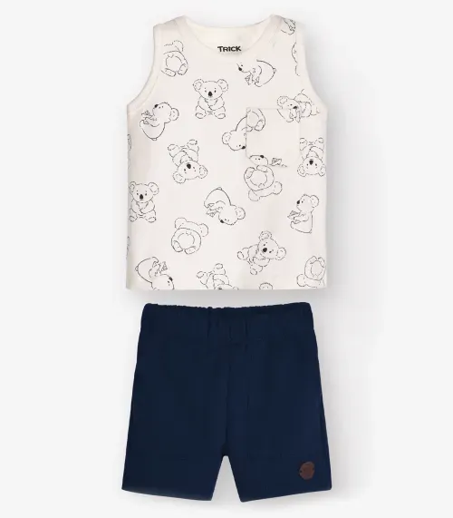 Conjunto Regata com Bermuda Menino Trick Nick Bege