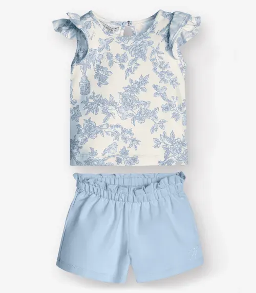 Conjunto Regata com Shorts Menina Trick Nick Azul