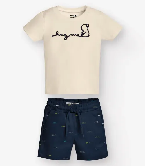 Conjunto Camiseta com Bermuda Menino Trick Nick Azul