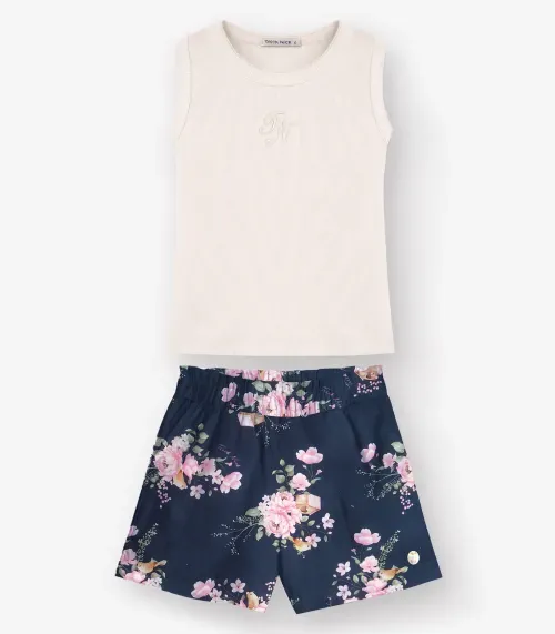 Conjunto Regata com Shorts Menina Trick Nick Bege