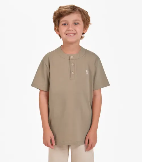 Camiseta Meia Malha Menino Trick Nick Marrom