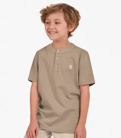 Camiseta Meia Malha Menino Trick Nick Marrom