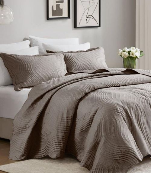 Jogo De Colcha Queen Milão 150 Fios Corttex Bege