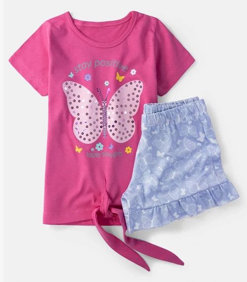 Conjunto Infantil Menina Blusa Com Shorts Select Rosa