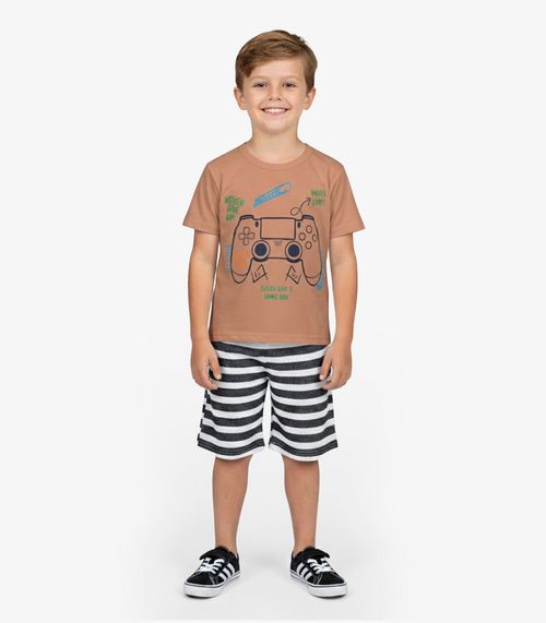 Conjunto Infantil Curto Verão Menino Select Marrom