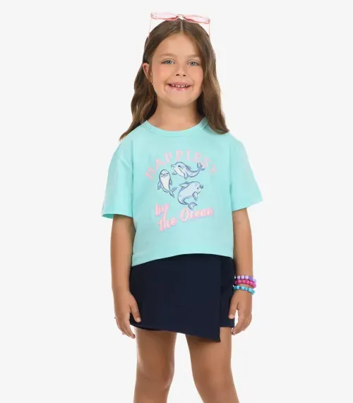 Conjunto Blusa com Shorts Menina Rovi Kids Azul