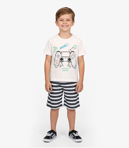 Conjunto Infantil Curto Verão Menino Select Bege