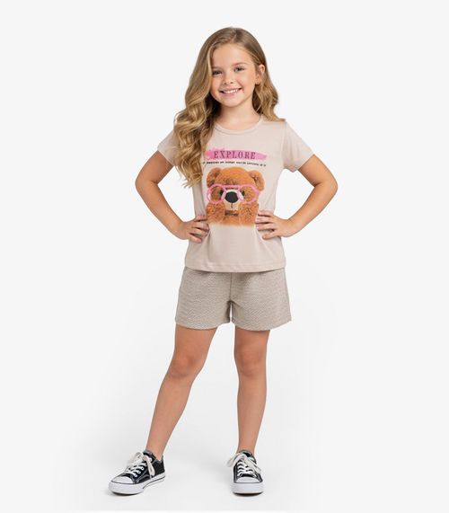 Conjunto Infantil Curto Verão Menina Select Marrom