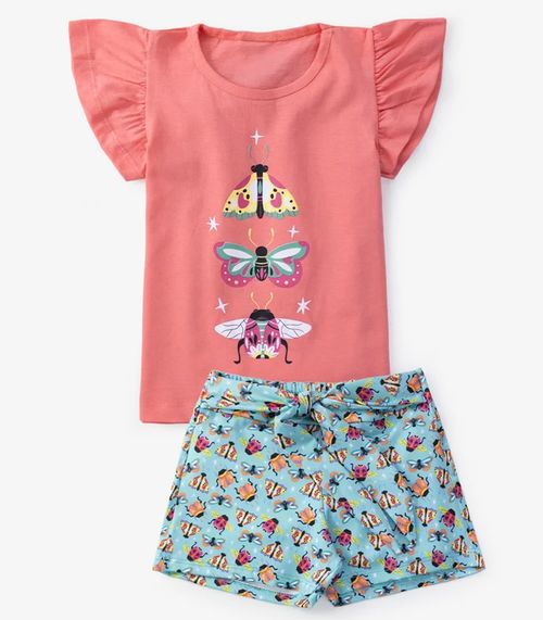 Conjunto Infantil Menina Blusa Com Shorts Select Laranja