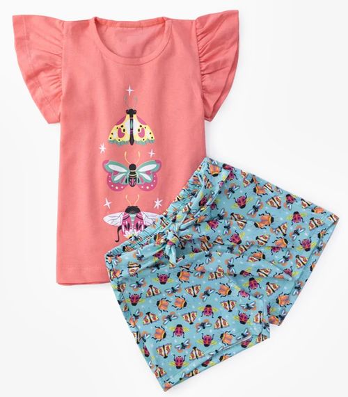 Conjunto Infantil Menina Blusa Com Shorts Select Laranja