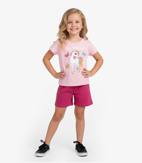 Conjunto Infantil Curto Verão Menina Select Rosa