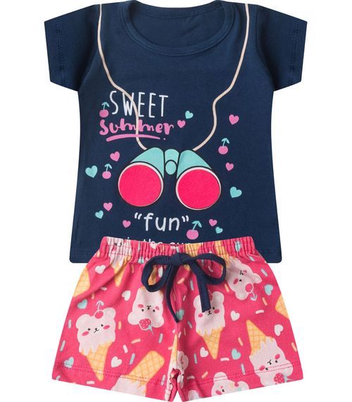 Conjunto Infantil Menina Curto Interativo Select Azul