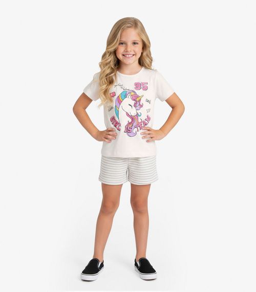 Conjunto Infantil Curto Verão Menina Select Bege