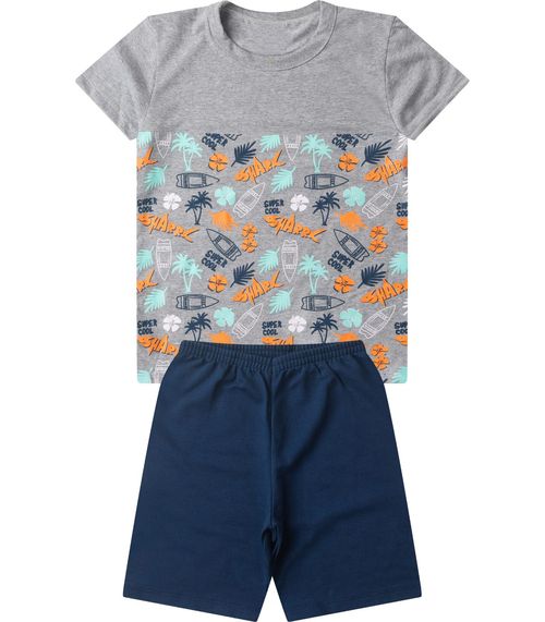 Conjunto Infantil Menino Básico Curto Select Cinza